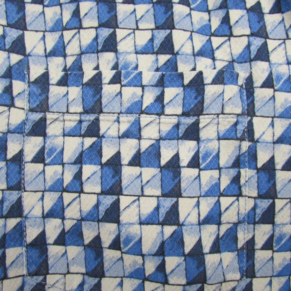 Tommy Bahama Shirt Mens Large Blue Geometric Short Sleeve‎ Silk Button Front